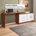 Ver imagem 5 de Mesa Escrivaninha com Cômoda com 3 Gavetas e 2 Portas American Marrom/Freijó com Branco