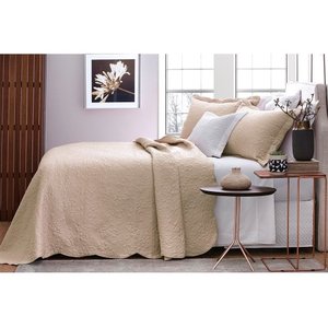 Kit Cobre Leito Bordado Casal 3 Peças 220x240cm Ipê Bege Bouti Jolitex