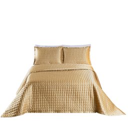 Cobre Leito King 3 Peças Colcha Cetim Charmouse Shine:Dourado - 5