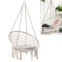Ver imagem 1 de Rede Cadeira de Balanço de Algodão Suspensa Quintal Descanso Varanda Teto Jardim Sacada Decoração Tr
