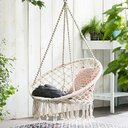 Ver imagem 6 de Rede Cadeira de Balanço de Algodão Suspensa Quintal Descanso Varanda Teto Jardim Sacada Decoração Tr