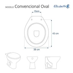 Tampa de Vaso Convencional Branco para bacia Elizabeth 6lpf - 3