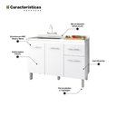 Ver imagem 5 de Balcão Gabinete para Pia Anyta 118cm 03 Portas sem Tampo Branco - Desk Design