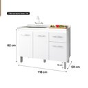 Ver imagem 4 de Balcão Gabinete para Pia Anyta 118cm 03 Portas sem Tampo Branco - Desk Design