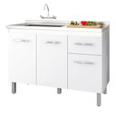 Ver imagem 1 de Balcão Gabinete para Pia Anyta 118cm 03 Portas sem Tampo Branco - Desk Design