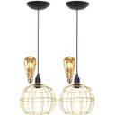 Ver imagem 1 de 2 Pendentes Aramado Teto Globo Luminária Lustre Retrô Balcão + Lâmpada Led ST64 Vintage Dourado