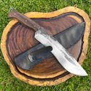 Ver imagem 2 de Facão Fighter Artesanal 10" Aço Carbono 5160 Full Tang 4mm Cabo Madeira Imbuia com Bainha