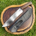 Ver imagem 4 de Facão Fighter Artesanal 10" Aço Carbono 5160 Full Tang 4mm Cabo Madeira Imbuia com Bainha