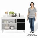 Ver imagem 4 de Balcão Gabinete 120cm com Tampo 3 Portas 1 Gaveta Arizona Branco/preto - Lumil Móveis