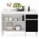 Ver imagem 2 de Balcão Gabinete 120cm com Tampo 3 Portas 1 Gaveta Arizona Branco/preto - Lumil Móveis