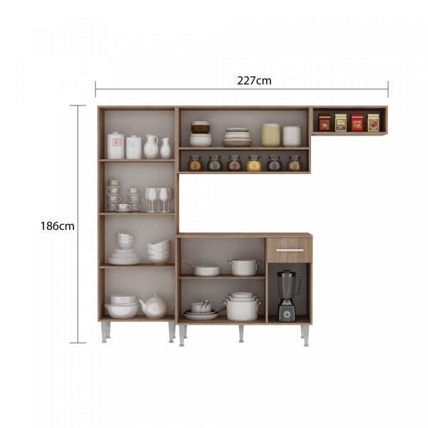 Cozinha Compacta 4 Peças 9 Portas Madri Espresso Móveis - 3