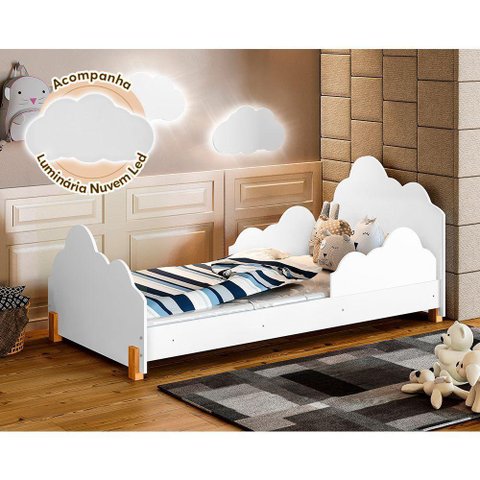 Minicama Infantil Princesa Juvenil Branca E Mel + Luminária Led - Cor: Branco