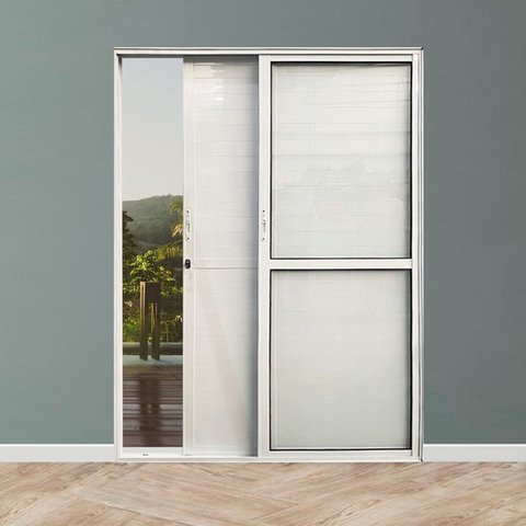 Porta Balcão Lambril 3 Folhas Alumínio 210x120cm Veneza