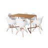 Mesa Industrial Jantar Canela 137X90Cm Base Cobre V Com 6 Poltronas Brancas Base Cobre Cobre - 6