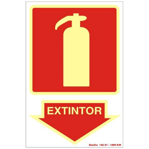 Placa de Pvc Fotoluminescente Auto-adesiva 20x30cm Extintor - 250 Bd - Sinalize