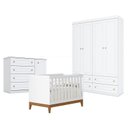 Ver imagem 1 de Quarto de Bebê Americano 4 Portas com Berço Americano Flip Branco Acetinado Reller - Henn