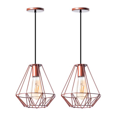Kit 2 Pendentes Aramado Cristal 24 Cm Decorações Cor: Cobre