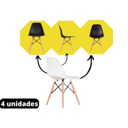 Conjunto com 4 Cadeira Eiffel Charles Eames Pés Palito Para Escritório AJL Cadeira Eames - 6