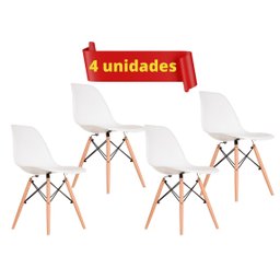 Conjunto com 4 Cadeira Eiffel Charles Eames Pés Palito Para Escritório AJL Cadeira Eames - 1