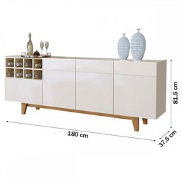 Buffet Duna com Adega 3 Portas 1 Gaveta Off White - 4