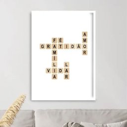 Quadro Cruzadinha Gratidão Família Amor 24x18cm:moldura Preta - 2