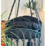 Cadeira Suspensa de Macrame Corda Náutica Cinza Escuro com Almofada Preta Rede para Dormir - 2