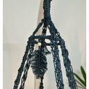 Ver imagem 5 de Cadeira Suspensa de Macrame Corda Náutica Cinza Escuro com Almofada Preta Rede para Dormir