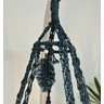 Cadeira Suspensa de Macrame Corda Náutica Cinza Escuro com Almofada Preta Rede para Dormir - 5