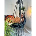 Ver imagem 3 de Cadeira Suspensa de Macrame Corda Náutica Cinza Escuro com Almofada Preta Rede para Dormir