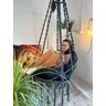 Cadeira Suspensa de Macrame Corda Náutica Cinza Escuro com Almofada Preta Rede para Dormir - 3
