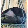 Cadeira Suspensa de Macrame Corda Náutica Cinza Escuro com Almofada Preta Rede para Dormir - 1