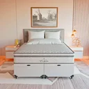 Ver imagem 4 de Cama Box Baú Queen + Colchão Paris Molas Ensacadas Branco Couro Branco/branco