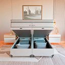 Ver imagem 2 de Cama Box Baú Queen + Colchão Paris Molas Ensacadas Branco Couro Branco/branco