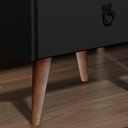 Ver imagem 2 de Mesa de Cabeceira Beatriz 2 Gavetas Retro Puxador Ferro- Preto