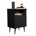 Ver imagem 4 de Mesa de Cabeceira Beatriz 2 Gavetas Retro Puxador Ferro- Preto