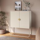 Ver imagem 3 de Balcão Buffet 90cm 2 Portas Orgânico Pé Metal Luna Off White 28065