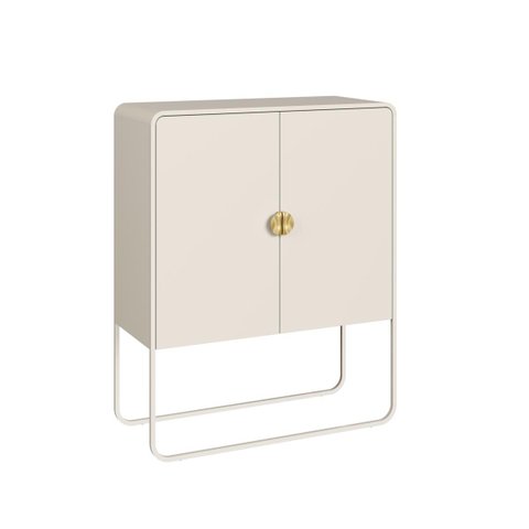 Balcão Buffet 90cm 2 Portas Orgânico Pé Metal Luna Off White 28065