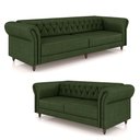 Ver imagem 2 de Conjunto de Sofá Sala de Estar Stanford Chesterfield 2 e 3 Lugares 200cm/240cm Pés Madeira Couro Ver
