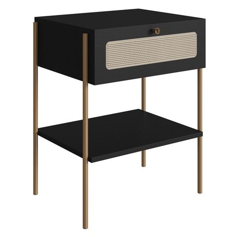 Mesa de Cabeceira 1 Gaveta Palhinha 28932 Linha Oslo Nero Artesano