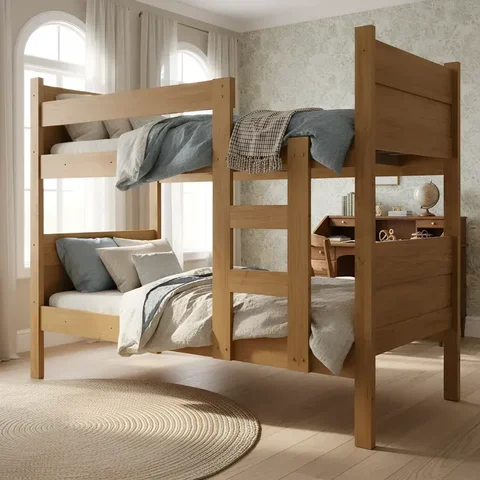 Beliche 100% Mdf Fortaleza - Duas Camas Solteiro Compacta e Moderna Amêndoa