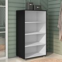 Ver imagem 3 de Conjunto Home Office Mesa Escrivaninha Allexa e Armário Multiuso Preto - Desk Design