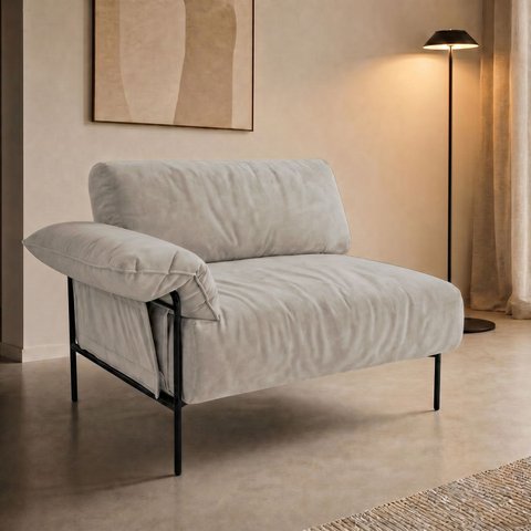 Sofá Modular Industrial com Braço Esquerdo Basileia 120cm Yescasa Veludo Tx Bege Castor