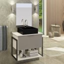 Ver imagem 1 de Kit Gabinete Banheiro Completo Industrial Tech 60cm Branco/cinza - Cuba Preta