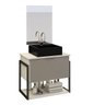 Kit Gabinete Banheiro Completo Industrial Tech 60cm Branco/cinza - Cuba Preta - 3