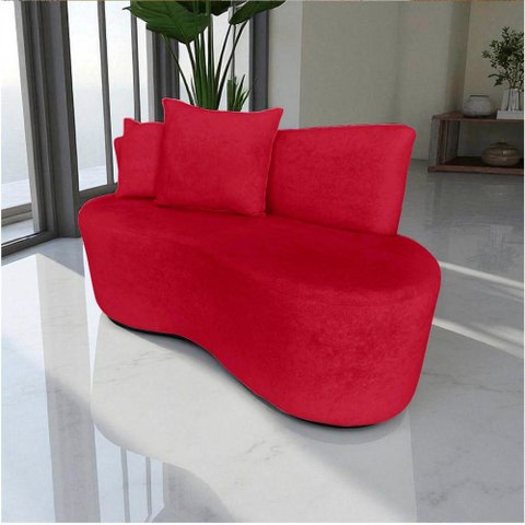 Namoradeira Sofá 2 Lugares Yara Orgânica Suede Vermelho