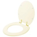 Ver imagem 2 de Assento Sanitário com Fechamento Lento Convencional Oval Bege Claro com Ferragem Dourada
