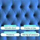 Ver imagem 2 de Cabeceira Estofada Solteiro Luna Nature Veludo Azul 88x136