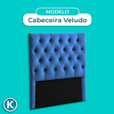 Ver imagem 5 de Cabeceira Estofada Solteiro Luna Nature Veludo Azul 88x136