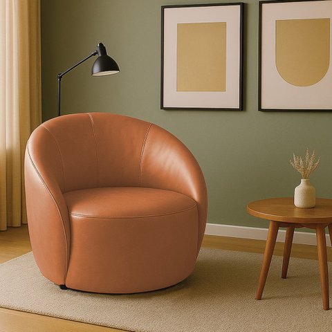 Poltrona Decorativa Orgânica Lua Sintético Pu Whisky D03 - D’Rossi