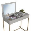 Ver imagem 5 de Escrivaninha Penteadeira Organizadora Estilo Industrial com 1gaveta e Espelho P1040 Champagne/arenas